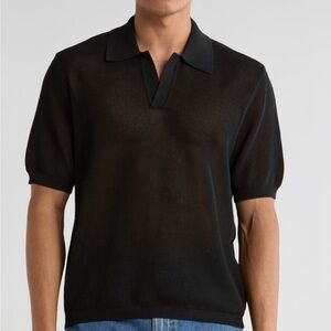 rag & bone Mesh Polo Short Sleeve Shirt Size XL Style Willy Color Black NWOT